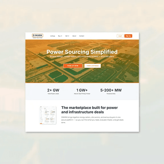 DMARK marketplace homepage, “Power Sourcing Simplified”